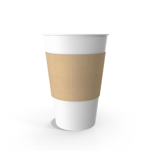 Weißer Kaffeebecher mit Ärmel