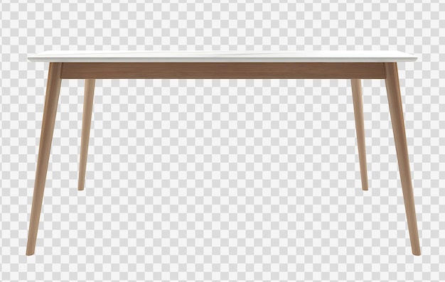 Weißer Marmor und Holztisch auf transparentem Hintergrund. 3D-Rendering