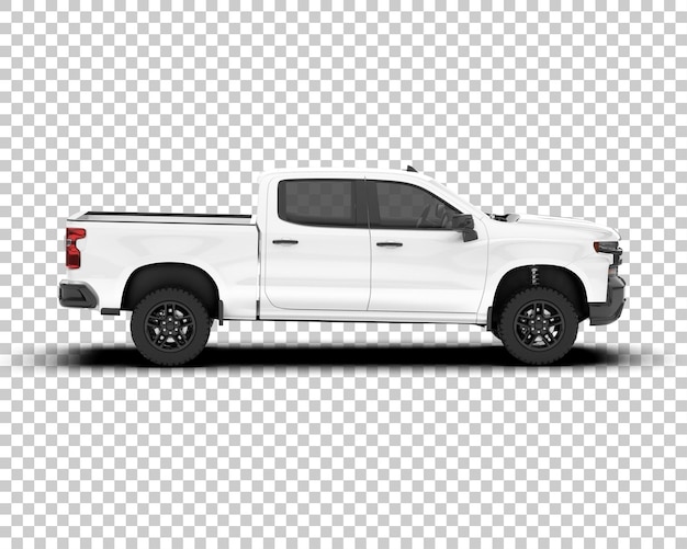 Weißer pickup-truck auf transparentem hintergrund, 3d-darstellung