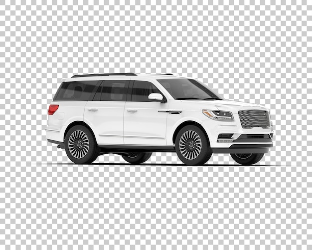 Weißer, realistischer SUV auf transparentem Hintergrund, 3D-Darstellung