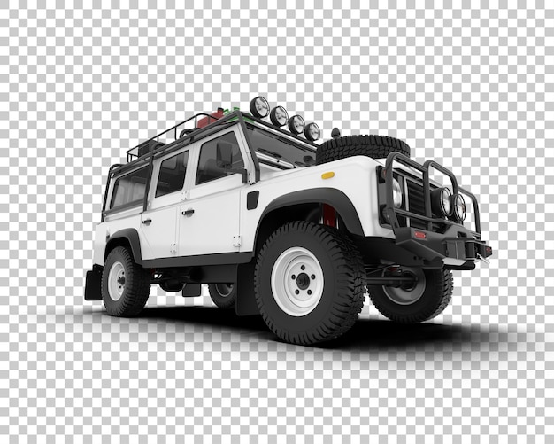Weißer, realistischer SUV auf transparentem Hintergrund, 3D-Darstellung