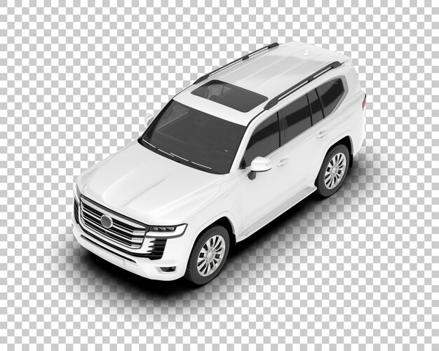 Weißer, realistischer SUV auf transparentem Hintergrund, 3D-Darstellung