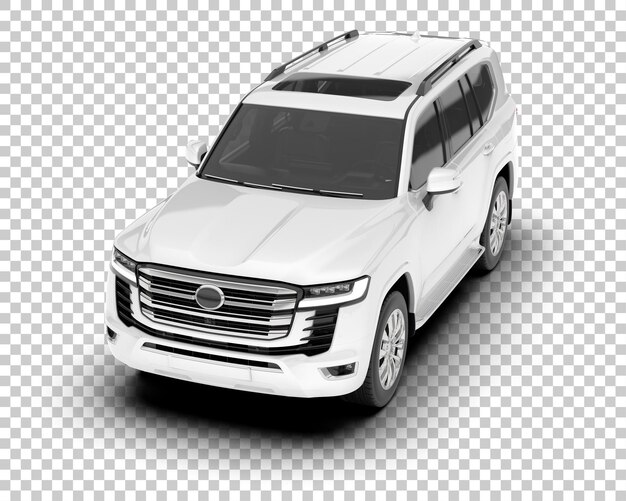 Weißer, realistischer SUV auf transparentem Hintergrund, 3D-Darstellung