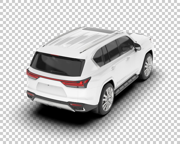 Weißer, realistischer SUV auf transparentem Hintergrund, 3D-Darstellung