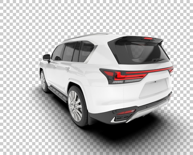 Weißer, realistischer SUV auf transparentem Hintergrund, 3D-Darstellung