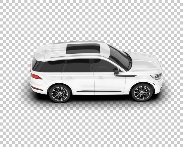 Weißer, realistischer SUV auf transparentem Hintergrund, 3D-Darstellung