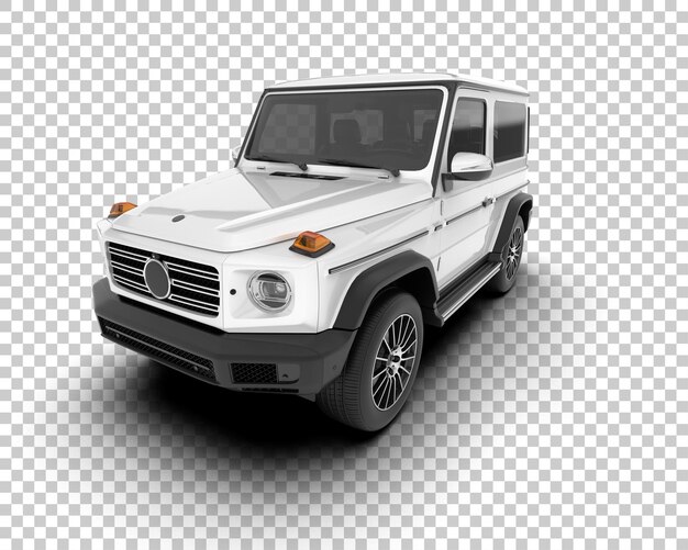 Weißer, realistischer SUV auf transparentem Hintergrund, 3D-Darstellung