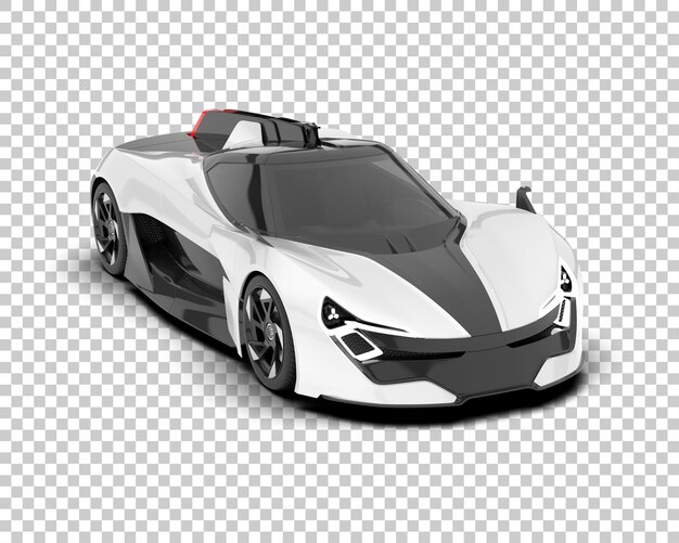 Weißer sportwagen auf transparentem hintergrund, 3d-darstellung