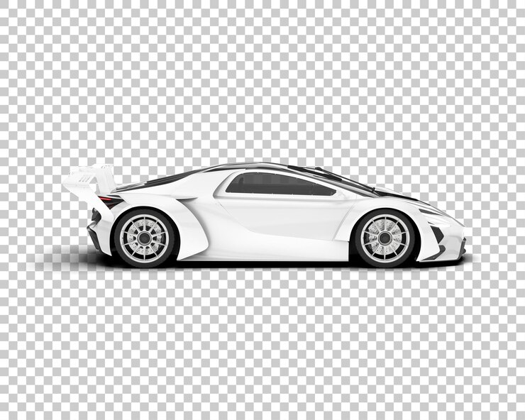PSD weißer sportwagen auf transparentem hintergrund, 3d-darstellung