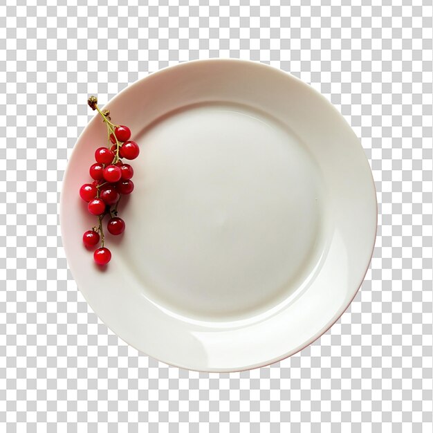 PSD weißer teller mit roten beeren auf durchsichtigem hintergrund top-view