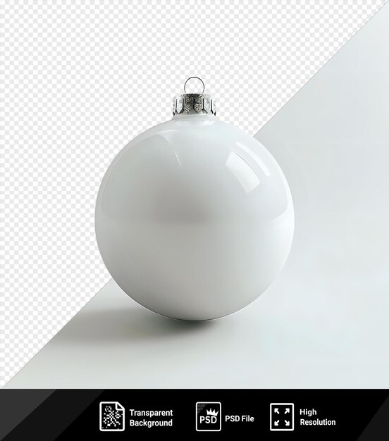 PSD weißer weihnachtsball-mockup auf einem isolierten hintergrund mit einem dunklen schatten im vordergrund png psd