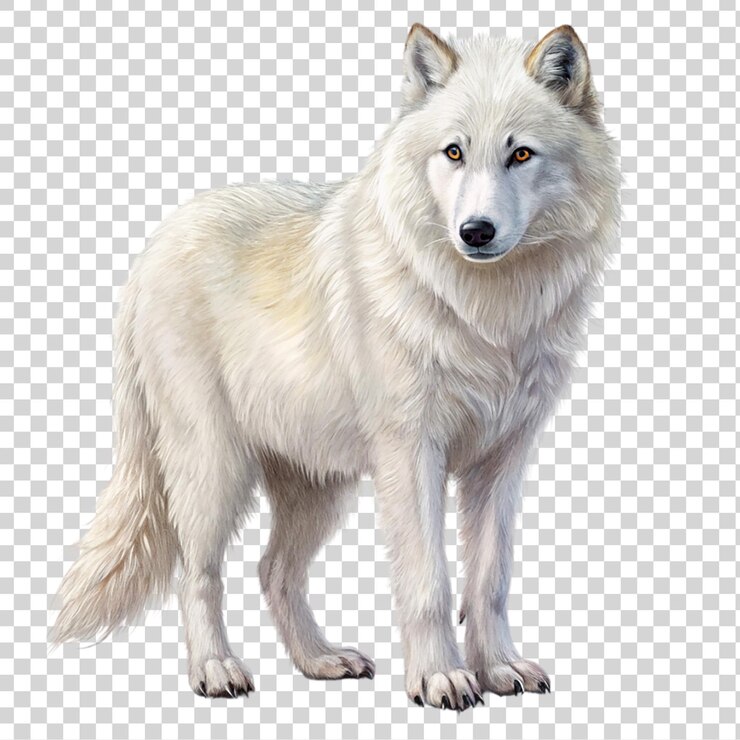 Weißer Wolf isoliert auf durchsichtigem Hintergrund