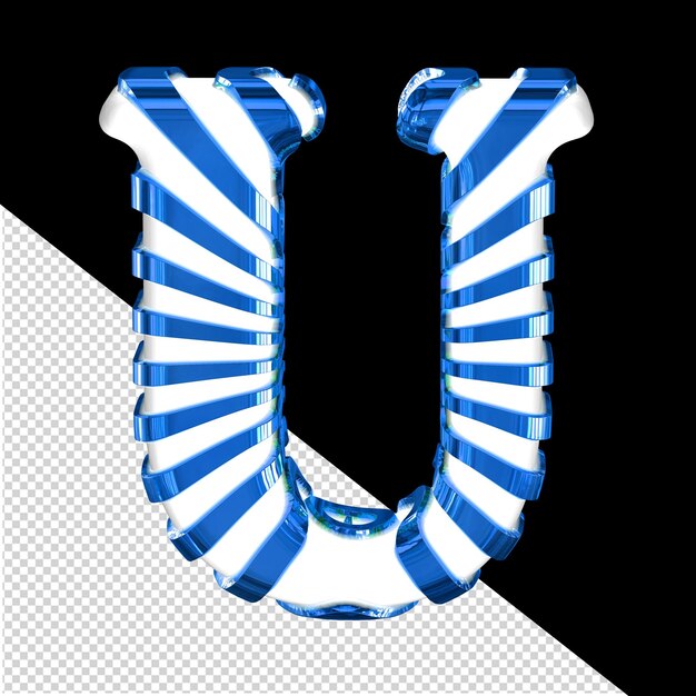 Weißes 3d-symbol mit blauen riemen buchstabe u