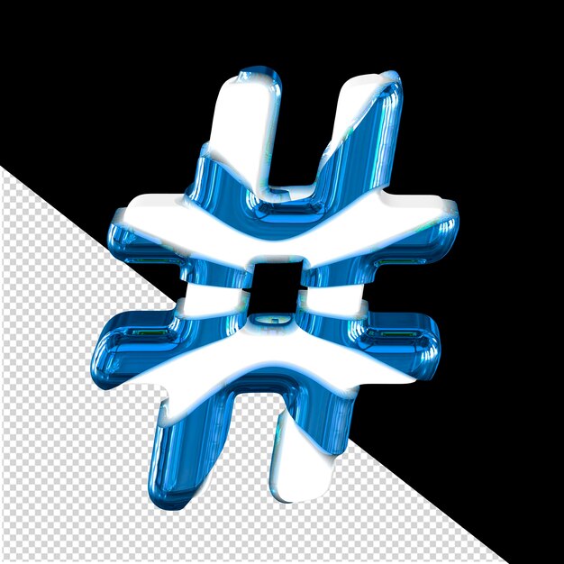 Weißes 3d-symbol mit dicken blauen riemen