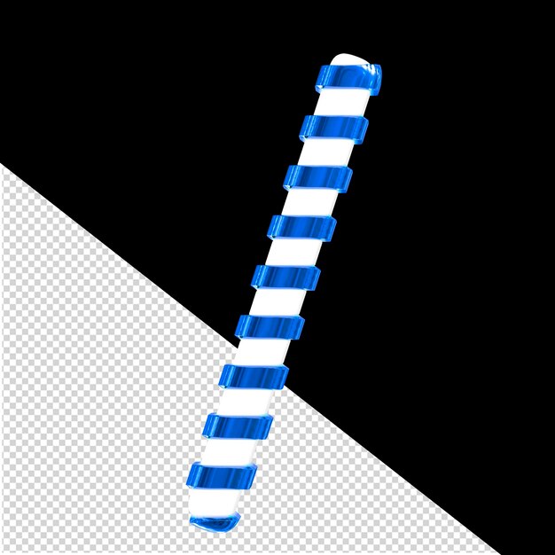 Weißes 3d-symbol mit dünnen blauen horizontalen bändern