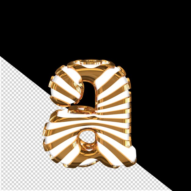 Weißes 3d-symbol mit goldenen riemen, buchstabe a