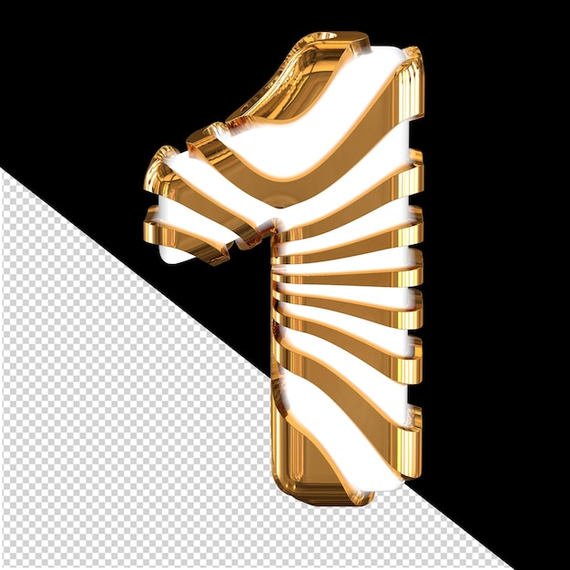 PSD weißes 3d-symbol mit goldenen riemen nummer 1