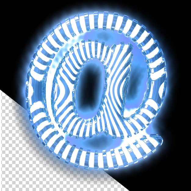 PSD weißes 3d-symbol mit ultradünnen blauen leuchtenden vertikalen riemen
