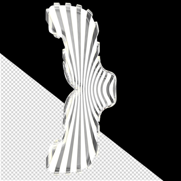 Weißes 3d-symbol mit ultradünnen silbernen riemen