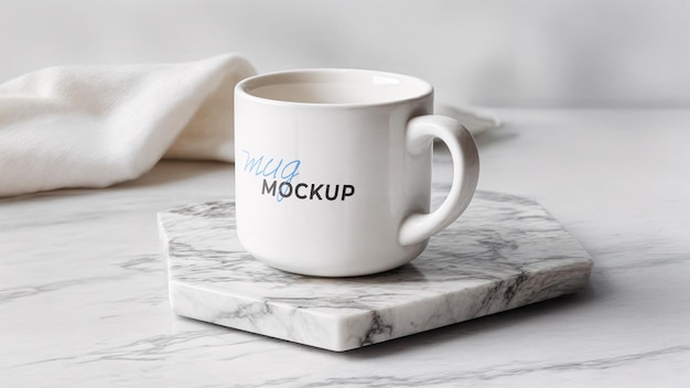 Weißes Becher-Mockup auf Marmor-Hintergrund