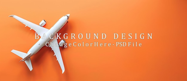 Weißes Flugzeug auf orangefarbenem Hintergrund