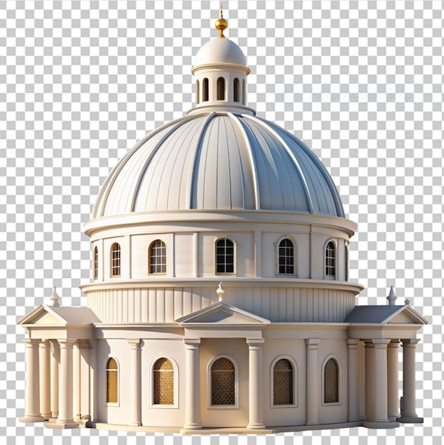 Weißes gebäude mit einer kuppel darauf auf transparentem hintergrund