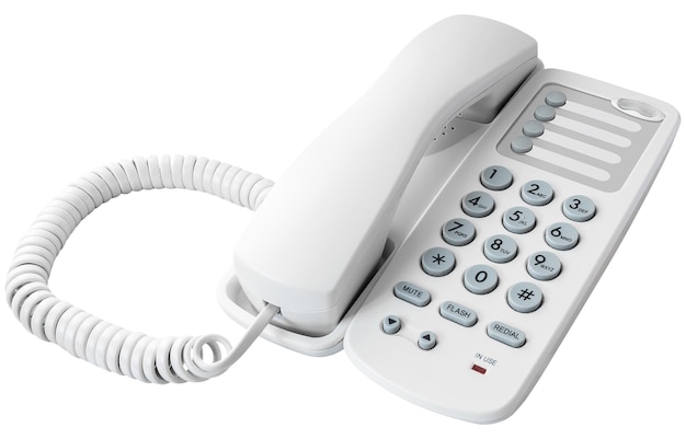 Weißes Kabel-Festnetztelefon
