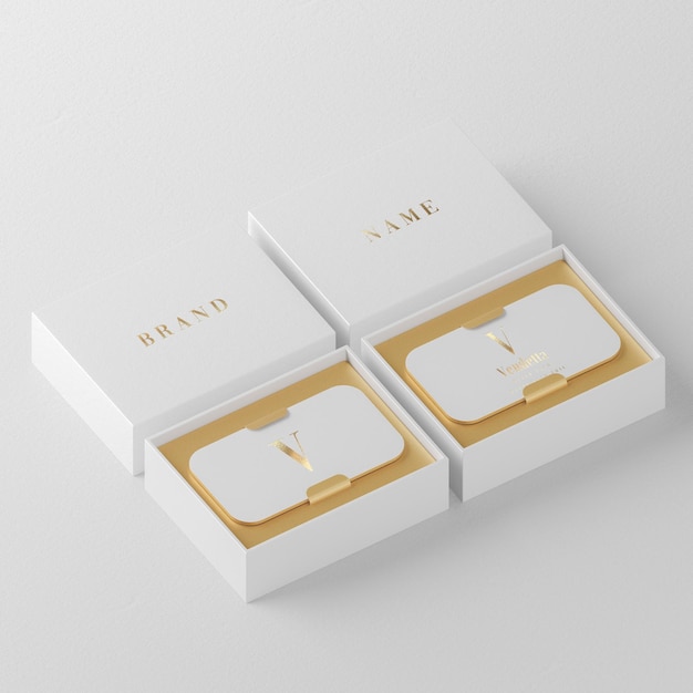 Weißes luxus-visitenkartenhaltermodell für markenidentität 3d-rendering