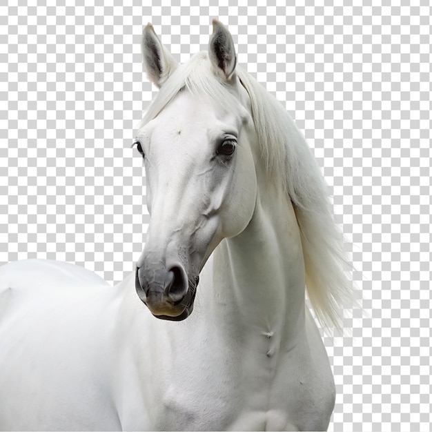 PSD weißes pferd mit langer mähne, isoliert auf durchsichtigem hintergrund