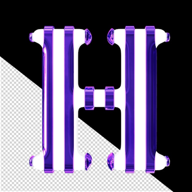 PSD weißes symbol mit dünnen lila vertikalen rändern buchstabe h