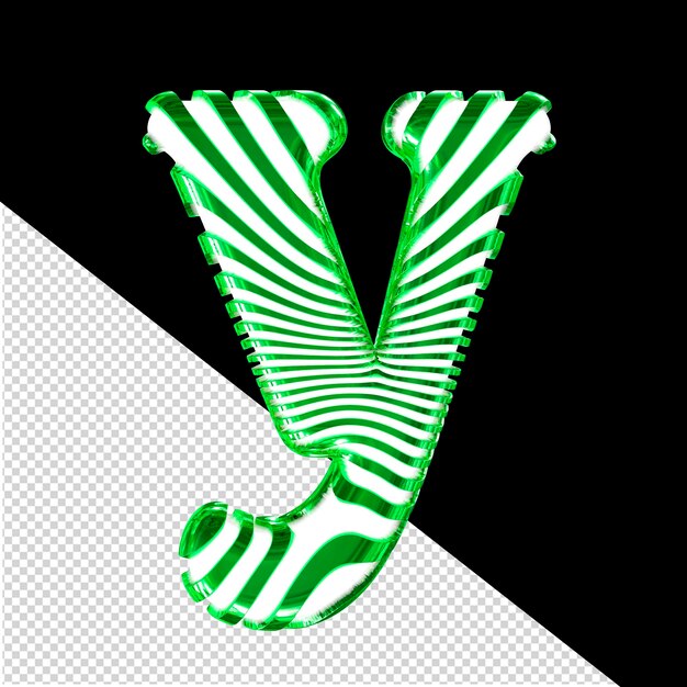 PSD weißes symbol mit grünen ultradünnen horizontalen bändern buchstabe y