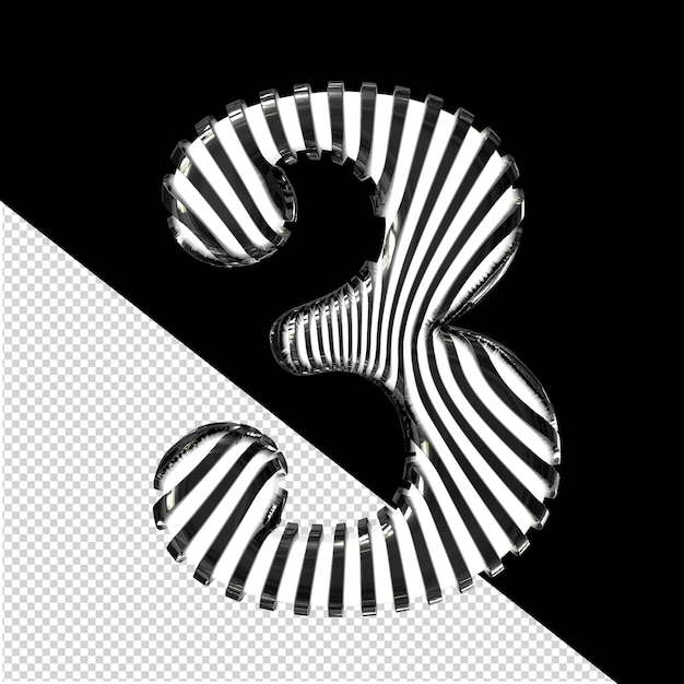PSD weißes symbol mit schwarzen vertikalen ultraschlanken riemen nummer 3