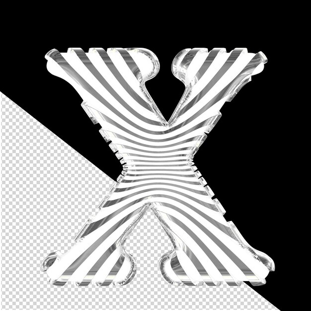 PSD weißes symbol mit silbernen ultradünnen horizontalen riemen buchstabe x