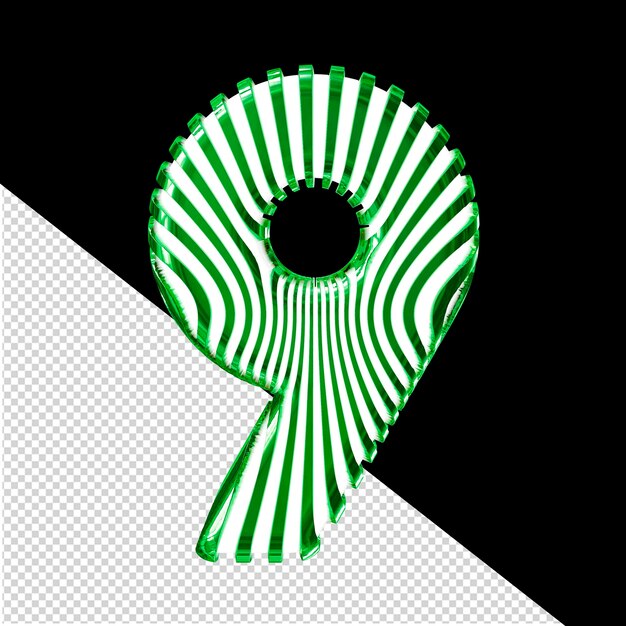 Weißes symbol mit ultradünnen grünen riemen nummer 9