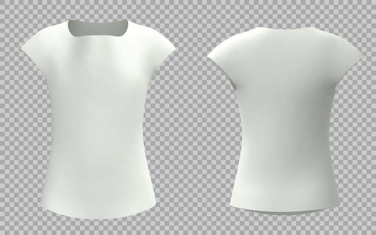 PSD weißes t-shirt mit quadratischer halslinie vorne und hinten
