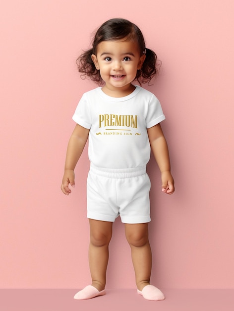 Weißes t-shirt-mockup-design mit kleinem süßen baby