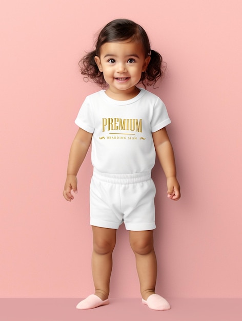 Weißes T-Shirt-Mockup-Design mit kleinem süßen Baby