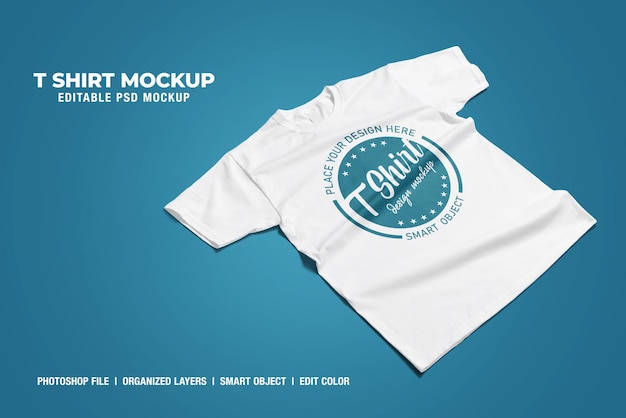 Weißes T-Shirt Mockup Draufsicht