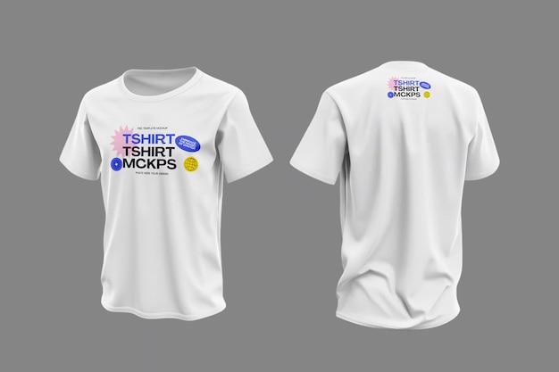 Weißes T-Shirt-Mockup - Vordere und hintere Sicht