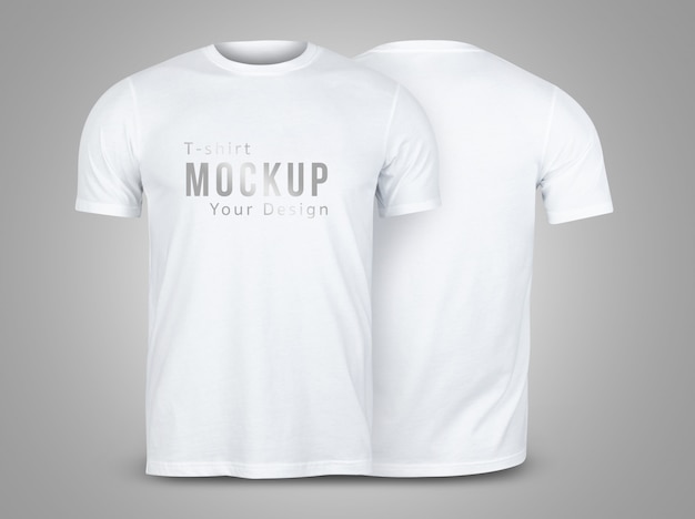 Weißes T-Shirt Modell auf Grau