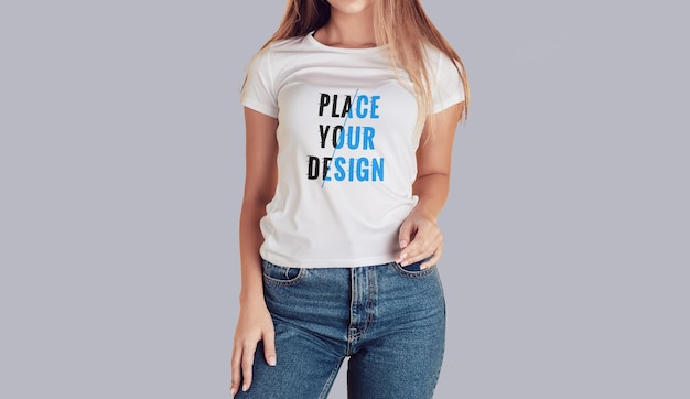 weißes T-Shirt Modell