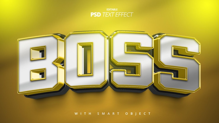 PSD weißgoldenes 3d-glänzendes texteffekt-vorlagendesign