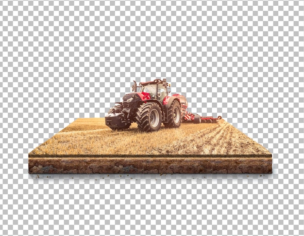 Weizenfarm mit Ernte-Traktor arbeitet auf dem Weizenfeld Smart Farming Concept Design Farm png