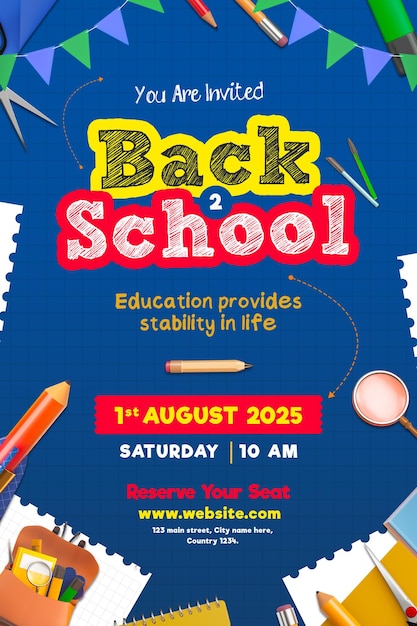 Welcome Back to School Party Poster-Vorlage für die Schulfeier