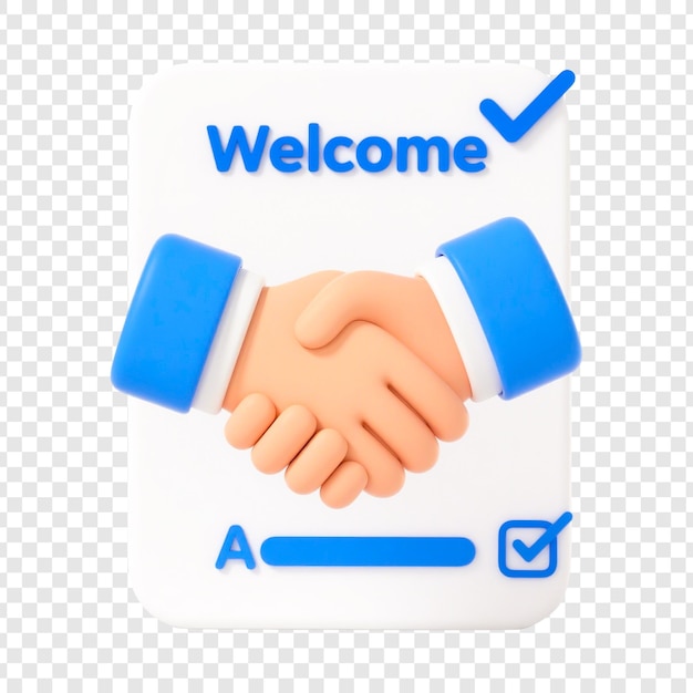 Welcome Handshake Un'illustrazione di cartoni animati 3D