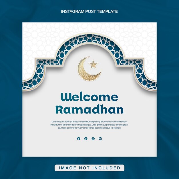 Welcome Ramadhan Instagram Post Banner Template Design com decoração islâmica
