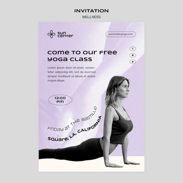 PSD wellness-yoga-vorlage im flachen design