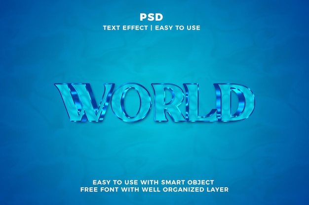 PSD welt 3d-bearbeitbare photoshop-text-effekt-stil psd mit hintergrund