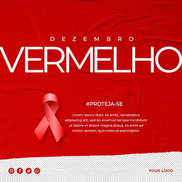 PSD welt-aids-tag-social-media-vorlage dezembro vermelho in brasilien