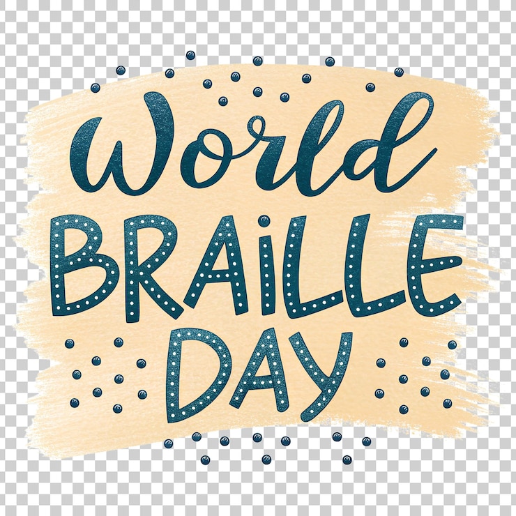 PSD welt-braille-tag-illustration auf durchsichtigem hintergrund